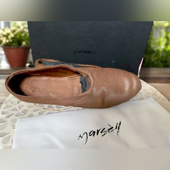 MARSELL Italy $1098 Limited Coltellaccio Ballerina Flats Pony Fur Hide Noce 39 - Picture 6 of 16